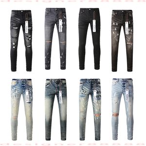 lila jeans designer jeans för mens lila varumärke jeans hål mager motorcykel trendig rippad lapptäckhål året runt slim ben