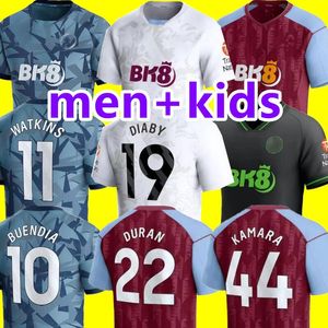 23 24 Maglie da calcio Kit per bambini Home 2023 2024 AsTOn VilLaS Maglia da calcio Allenamento Trasferta Tifosi Versione giocatore Camisetas MINGS McGINN BUENDIA WATKINS BAILEY Maillot Foot