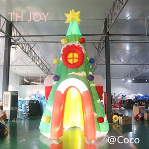 Hurtowa bezpłatna wysyłka Zajęcia na zewnątrz 5m 17 stóp Outdoor Giant Christmas nadmuchite drzewo nadmuchiwany dom świąteczny ze światłem do dekoracji