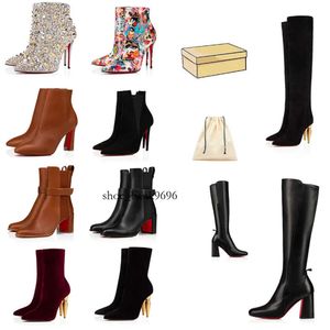 OG Original 2023 Red Bottoms Women Boots Over the Knee Boot Designer High Heels Lady Sexy Pointed-toe Pumps Style Boot Ankle Short Booties Woman Luxury Shoes ies