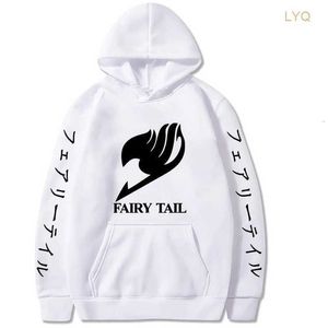 Herrtröjor tröjor japan het anime fairy svans män kvinnor långärmad tröja manga svart par överdimensionerade casual hooded kläder 4m3d y8wd