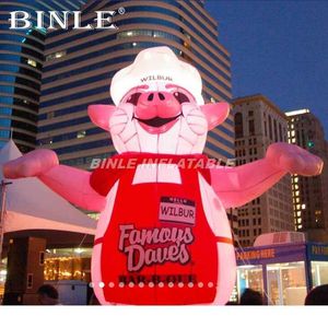 Custom Giant Lovely Cartoon Balloon Inflatable Pink Pig With LED Lights For Advertising