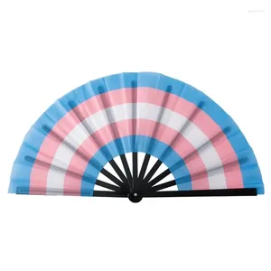 Dekorativa figurer Rainbows Folding Fan Colorful LGBTS Gay Pride Party Summer Cooling Music Festival Women Men Props Lightweight