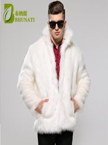 Men039s Jackets BHUNATI Mens Fur Coat White Stand Collar Long Sleeve Winter Men Faux Solid Loose Jacket Casual2679674