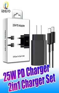 25W PD -laddare för Samsung S23 S22 S21 Obs Super Fast Charging Adapter USB C PPS Quick Charge Socket US EU med detaljhandelspaket IZ3165520