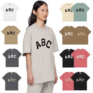 FOG Main Line Flocking ABC Short-sleeved Letters Tide American High Street Loose Hundred Couples T-shirt Mens Summer Half-sleeved