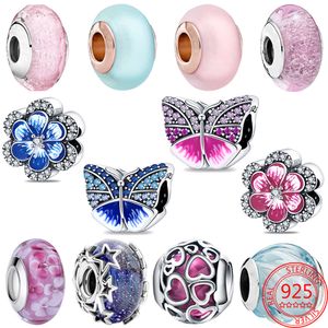 New Sterling Sier Murano Glass Beads Charms Jewelry DIY Making Fit Original Bracelets Bangles For Women Gift