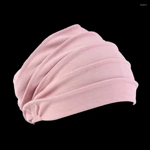 Berets Cotton Hat Chemotherapy Head Headscarf Turban Sleep For Women (Pink)