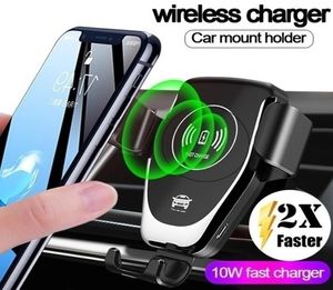 جاذبية أوتوماتيكية Qi Wireless Car Charger Mount for iPhone XS Max XR x 8 10W حامل الهاتف سريع الشحن لـ Samsung S10 S91493111