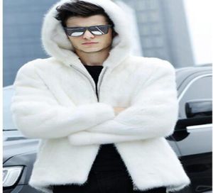 Män Autumn Winter Korean Fashion New Style of European and American Boutique Personlighet Handsome Trend Hat White Fur Coat S4XL2439017