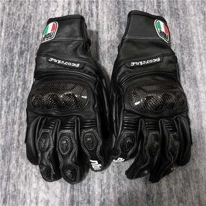 AAGV -handskar AGV Carbon Fiber Riding Gloves Winter Motorcykel Racing Four Seasons äkta läder anti droppvattentät för män och kvinnor JD2P