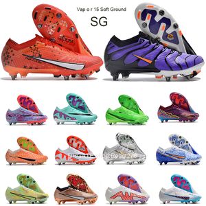 SG-Fußballschuhe für weichen Boden MercurIal Vaporr TN Plus 15 Elite SG-PRO Ready Bright Crimson Blast Lucent Yellow Black Purple Blue Metallic Copper Football Boots