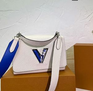 Borsa a catena di lusso Borsa a tracolla con busta da donna Borsa a tracolla con patta Borsa a mano Borsa a mano Strato cefalico Ondulazione dell'acqua Pelle colorata Hardware Twist Lock Tote