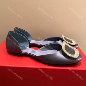 RogerViviers Mulheres Vestido Sapatos Flats Saltos Bombas Vestido RV Cabeça Redonda Diamante Fivela Sapato Mulheres Salto Luxo Designers Noite Casamento Salto com Caixa 10A 35-40