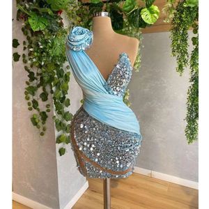 Spaghetti remmar pärlor kristaller hemkomst klänning älskling ärmlös mantel kort cocktail promfest klänningar robe de soiree 2024 yd