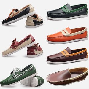 Segling Sneakers Designer Stor storlek 2024 Casual Herr äkta läder British Driving Single Shoes For Men Shoe Trainers 38-4 55