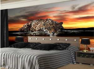 Anpassad PO Wallpaper 3D Stereoskopisk djur Leopard Mural tapet vardagsrum sovrum soffa bakgrund väggmålningar tapeter6823412