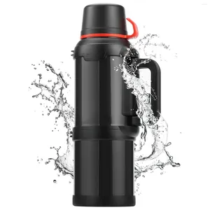Water Bottles ESWEEY 4L Large Coffee Thermoses For Travel - Insulated Jug Classic Vacuum Bottle With Handle And Strap Stainless Steel