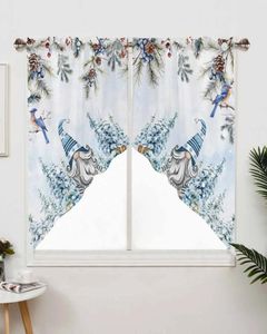 Curtain Christmas Tree Dwarf Bird Window Curtains For Living Room Kitchen Drapes Home Decor Triangular