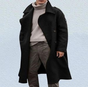 Men039S Trench Coats Retro Blandar Winter Coat Men Long Casual Brown Warm Wool Streetwear Jacket Ytterkläder 20229354217