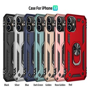 علبة هاتف Armor المقاومة للصدمات لـ iPhone 12 Mini 11 Pro XR XS Max X 7 8 Plus Covering Leat Magnetic Finger Cover9122035