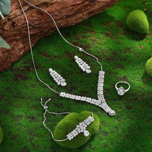 Necklace Earrings Set 2024 Dubai 4-Piece Jewelry Angel Design Bride Earring Cubic Zirconia Women's Wedding Accessories