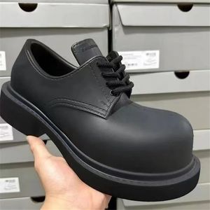 Men Thick Platform Derby Shoes Round Toe Slip On Leather Woman Party Shoes Men Shoes Large Size 35-45 03