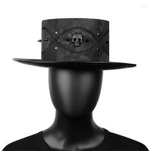 Berets unissex steampunk chapéus crânio rebite decorações 4.7in alta boné halloween cosplays acessórios de traje para homens mulheres