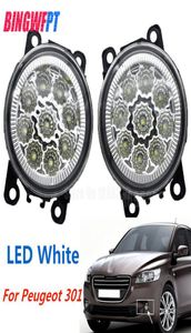 2PCS LED Front Fog Lights for Peugeot 301 20132017 Stylizacja samochodowa okrągłe zderzak halogenowe lampy mgły halogenowe7076020