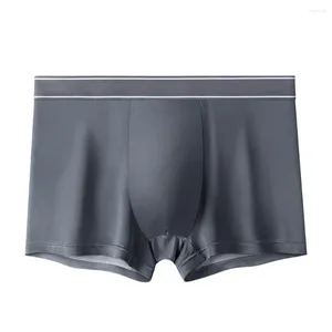 Underpants Ice Silk Boxer Shorts Mens Seamless Comfy Underwear Trunks Elastic Sexy Enhance Peni U Convex Pouch Boxers Briefs