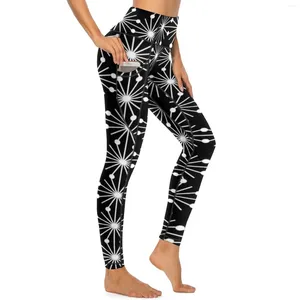 Leggings femininas geometria abstrata calças de yoga senhora preto e branco sexy cintura alta esportes collants elástico gráfico treino leggins