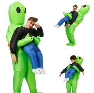 Verde alien performer mascote adulto inflável cosplay trajes animação masculino feminino halloween costume3876743