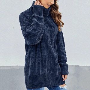 Maglioni da donna Donna Casual Pullover a collo alto Maglione a collo alto solido a maniche lunghe Abbigliamento esterno allentato 2024 Autunno e inverno