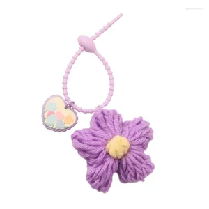 Keychains Colored Yarn Flower Key Chain Car For Women Pendant Creative Small Fresh Acrylic Listing Accessories KeyChain Bag Decoration
