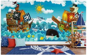 Papel de parede 3d personalizado po mural criança menino quarto bonito dos desenhos animados pirata decoração de casa fundo parede 3d murais papel de parede para wa9727023