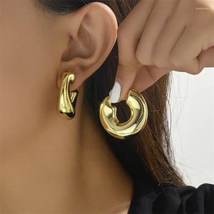 Orecchini a bottone XIALUOKE geometrico semplice minimalista rotondo color oro argento cerchio in metallo spesso per gioielli di moda da donna