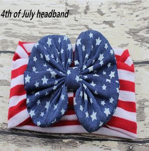 10st Nyaste spädbarn Knutt Wave Point Turban Hair Band Bow Flower Baby 4: e juli Huvudband Head Wrap Ed Knot Headwrap2740993