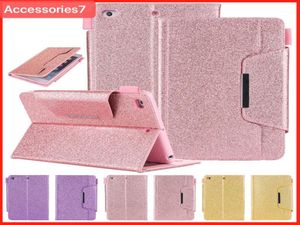 Luxury Glitter Bling Magnetic Flip Wakes Leaver Läder Plånbokskort Stand Holder Suffsäkert Case Cover för Apple iPad 5 6 Air 2 Mini6748824