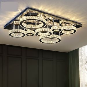 Anel redondo de luxo prata lâmpada do teto lustres sala estar moderna luzes cristal quarto lâmpadas led jantar luminárias cristal cozinha