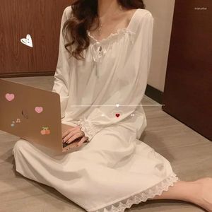 Mulheres sleepwear mulheres casa adorável desgaste estilo sólido laço doce princesa branco lazer noite noite macia sleepshirts chique