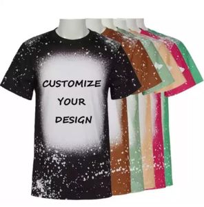 Wholesale Mens T Shirts Apparel Party Supplies Faux Bleached Shirt Unisex Printed Tees For Sublimation by sea