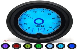 2 inç 52mm voltaj göstergesi 7 Renk Yarışı Göstergesi LCD Dijital Ekran Araba Ölçer Çoklu Renkler9602072