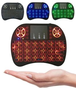 Rii i8 fly air mouse 24g colorido retroiluminado sem fio touchpad teclado multifuncional para pc pad android tv box mxq v88 x98251523