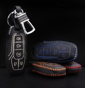 Абсолютно новый автомобильный брелок для ключей с дистанционным управлением из натуральной кожи и чехол для ключей, чехол-бумажник для Ford Mustang 20158648765