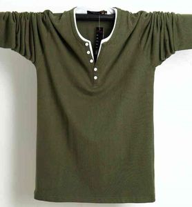 Autumn Men T Shirt -knapp Big Tall Cotton Long Sleeve T Shirts Men Big Size Casual Tshirt Solid 5xl 6xl Fit Tee Top Male 2103253680884