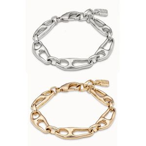 European and American original fashionable electroplating 925 silver 14K gold irregular chain bracelet exquisite jewelry gifts 240118