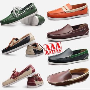 Top Quality Designer Men Loafers Shoes Slip-On Genuine Leather Men's Luxury Dress Shoes Black Brown Moccasin Soft Bottom Driving Shoes Eur 38-45