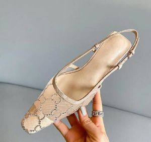 6009 Sandali sexy in tulle di marca con strass impreziositi da scarpe eleganti da donna in calicò, design di lusso, punta quadrata, cinturino con tacco a forma di gattino, suola in cuoio