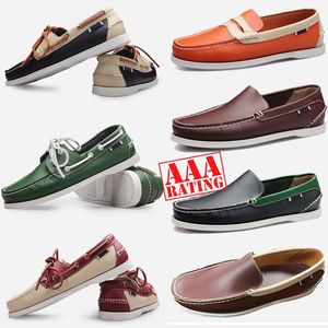 2024 designer shoes Top Quality Designer Men Loafers Shoes Slip-On Genuine Leather Mens Luxury Dress Shoes Black Brown Moccasin Soft Bottom Driving Shoe 38-45