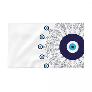 Towel Navy Blue White Mediterranean Evil Eye Mandala Pattern Quick Drying Bohemian Boho Super Soft Cotton Pool Towels